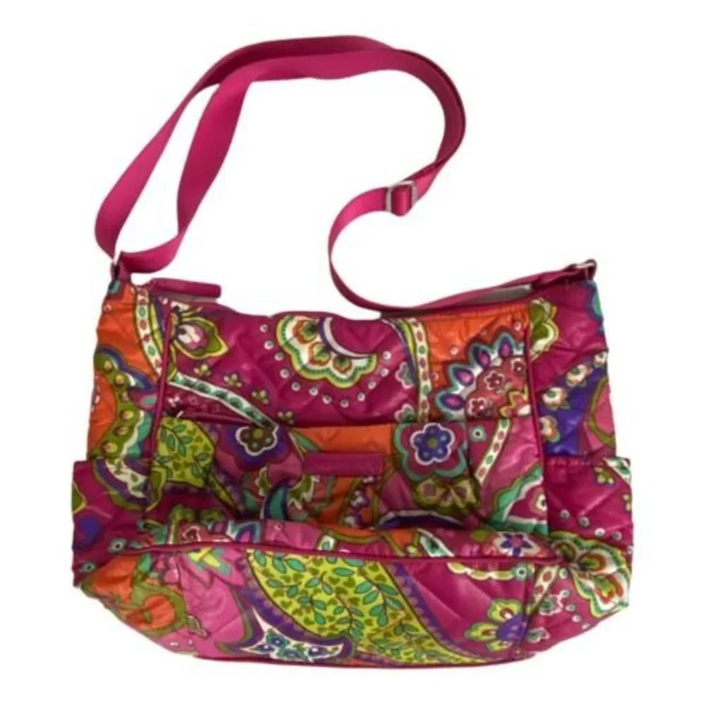 Vera Bradley Diaper Bag Stroll Along Pink Floral Shoulder Baby Bag